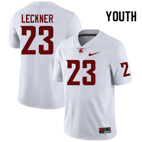 Youth #23 Trey Leckner Washington State Cougars College Football Jerseys Stitched-White